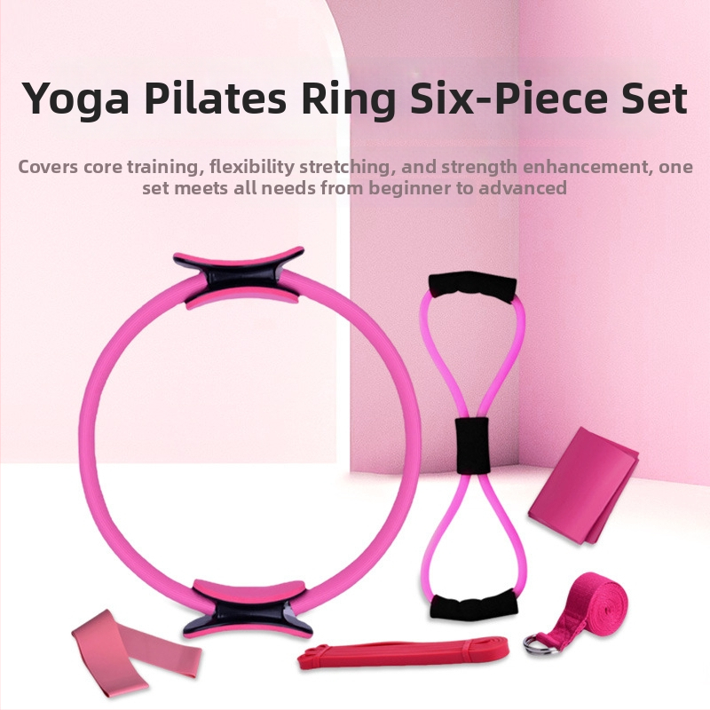 Комплект от шест йога пръстени за пилатес – съпротивителни пръстени за фитнес и оформяне на тялото