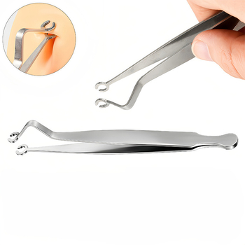 Пирсинг инструменти за пробиване от неръждаема стомана, кръгли позициониращи клещи, полирана повърхност, унисекс стил, индивидуално опаковани