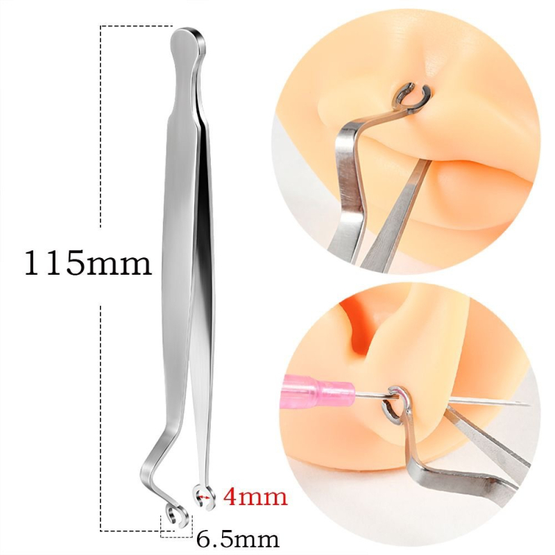 Пирсинг инструменти за пробиване от неръждаема стомана, кръгли позициониращи клещи, полирана повърхност, унисекс стил, индивидуално опаковани