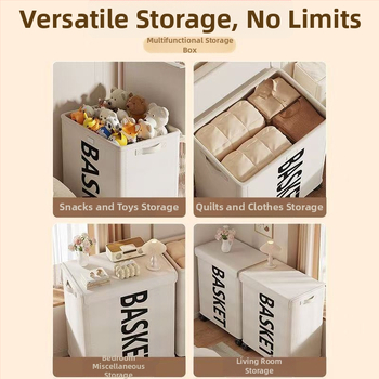 Oxford anyagú egyrekeszes ruhaszállító kosár görgőkkel, összecsukható