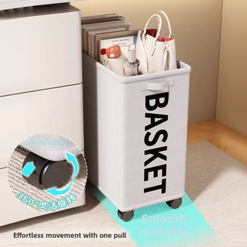 Oxford anyagú egyrekeszes ruhaszállító kosár görgőkkel, összecsukható