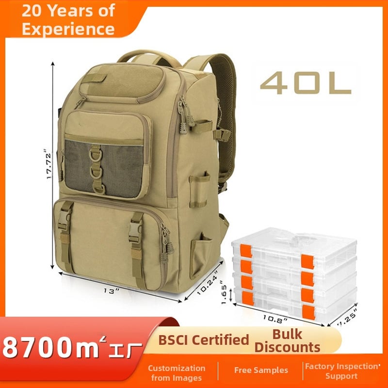 Риболовна раница за морски риболов, Oxford плат, водоустойчива, многослойни отделения, за стръв, въдица и макара