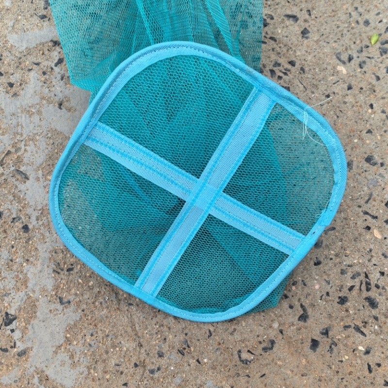 Алуминиево-сплавна риболовна мрежеста чанта, квадратен ръб, мрежа с малки отвори, защитен аксесоар