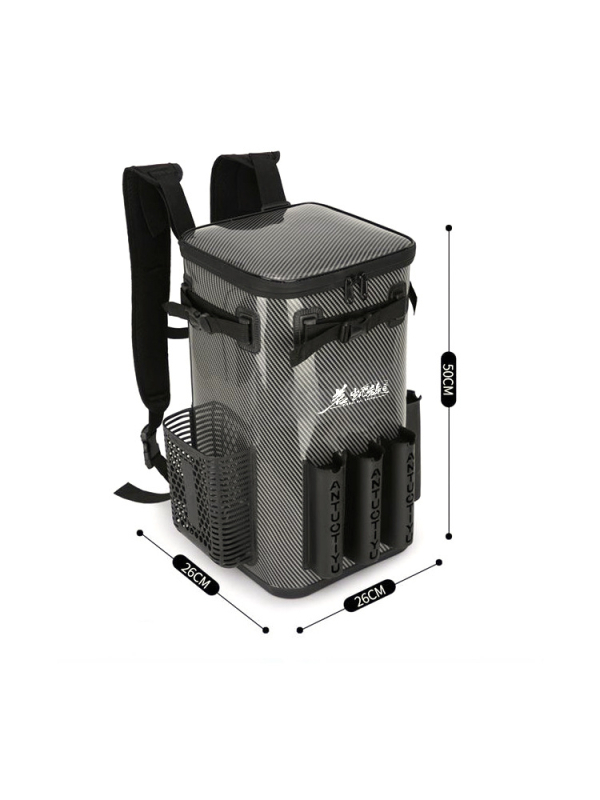Многофункционална риболовна чанта с отделение за пръчка, кофа за живи риби, мрежа против изплуване, EVA материал, водоустойчива, двойна презрамка