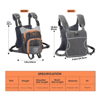 Гръдна чанта за мухарски риболов – побира 2 мухарски кутии, водоустойчива, Oxford плат, чанта за риболовни принадлежности