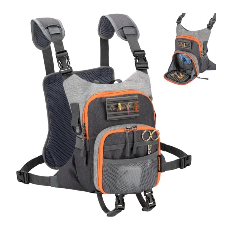 Гръдна чанта за мухарски риболов – побира 2 мухарски кутии, водоустойчива, Oxford плат, чанта за риболовни принадлежности