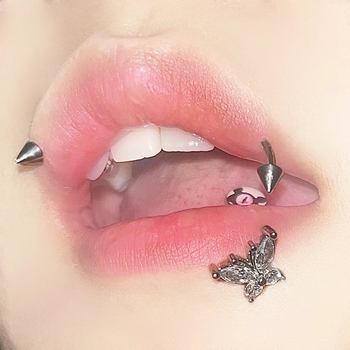 Устни пирсинг шипове с извита пръчка - неръждаема стомана, тигров зъб дизайн, унисекс, полирани, Huiyi