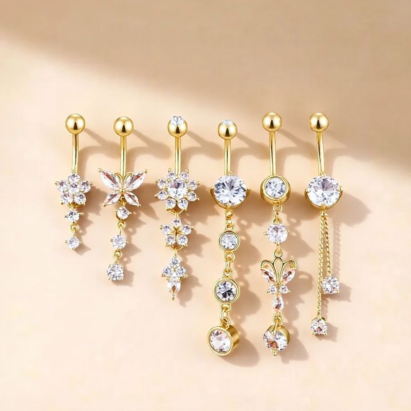 Lanlu 6 gab. naba gredzenu komplekts - tauriņa forma, etnisks stils, universāls, vara + nerūsējošais tērauds