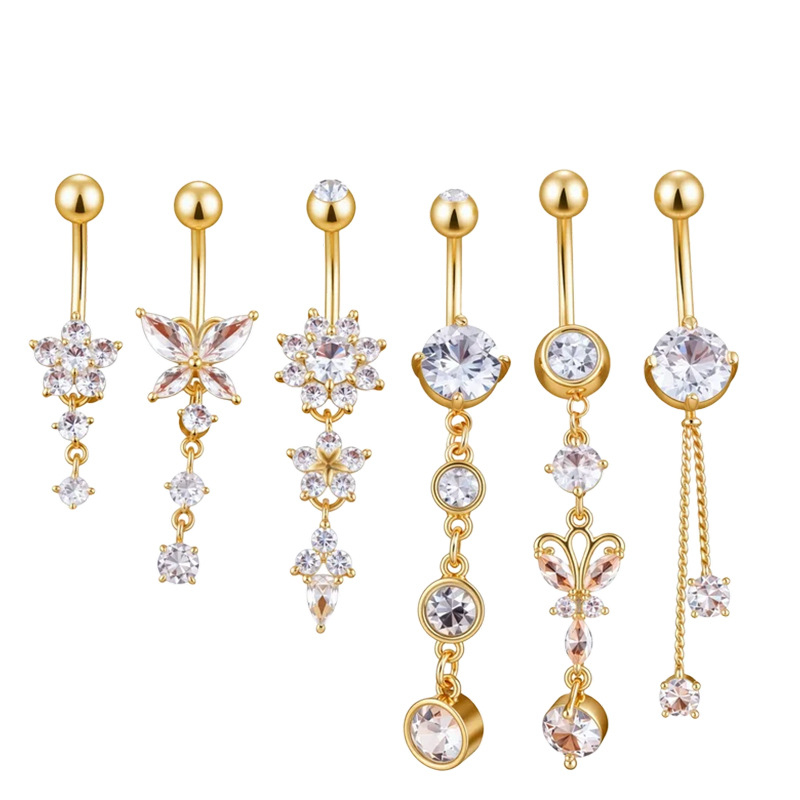 Lanlu 6 gab. naba gredzenu komplekts - tauriņa forma, etnisks stils, universāls, vara + nerūsējošais tērauds