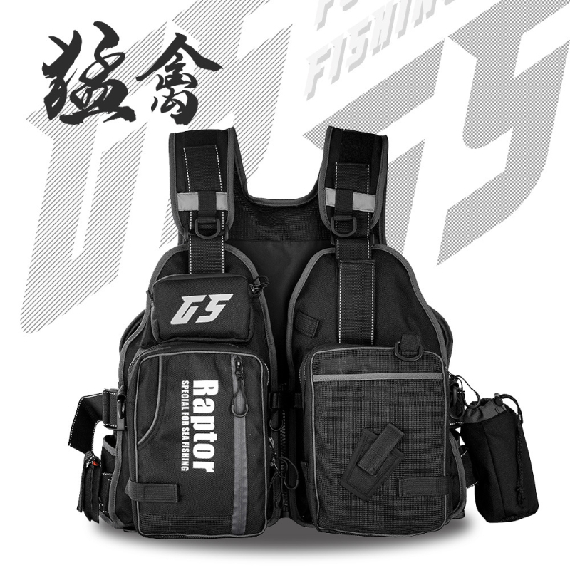 Raptor G5 makšķerēšanas veste ar 8 kabatām, pērļu kokvilnas pildījums, Oxford audums, glābējas veste