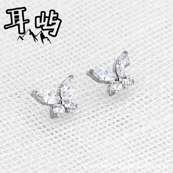 обеци, титаниева сплав с цирконови кристали, чистота F136, унисекс винтидж стил