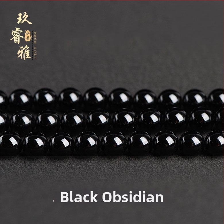 Obsidijanove perle – Polirane okrugle perle, Plemeniti uzorak, Luksuzan stil – Dodatni pribor