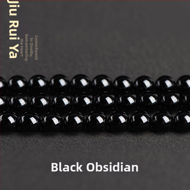Obsidijanove perle – Polirane okrugle perle, Plemeniti uzorak, Luksuzan stil – Dodatni pribor