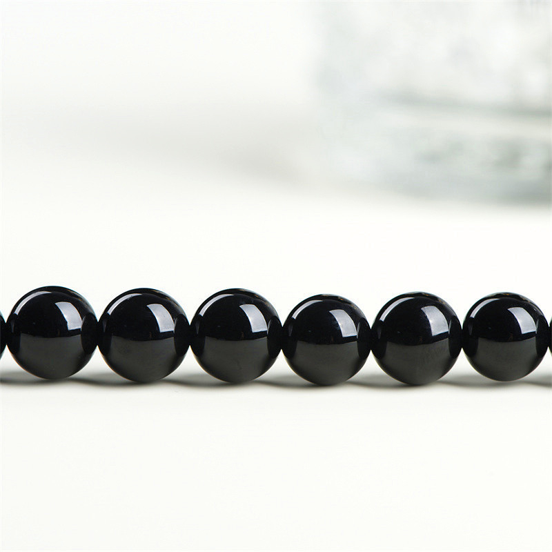Obsidijanove perle – Polirane okrugle perle, Plemeniti uzorak, Luksuzan stil – Dodatni pribor