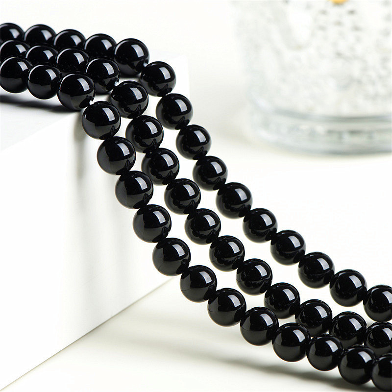 Obsidijanove perle – Polirane okrugle perle, Plemeniti uzorak, Luksuzan stil – Dodatni pribor