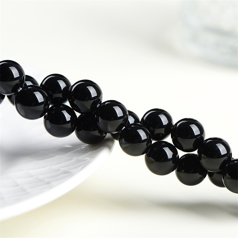 Obsidijanove perle – Polirane okrugle perle, Plemeniti uzorak, Luksuzan stil – Dodatni pribor