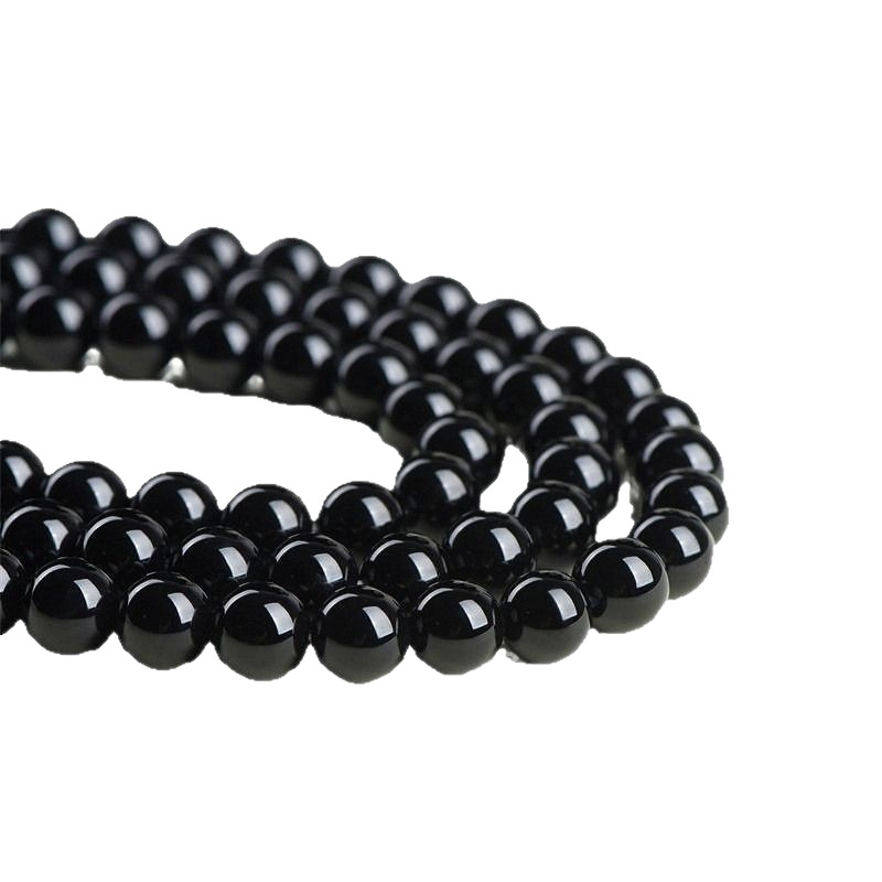 Obsidijanove perle – Polirane okrugle perle, Plemeniti uzorak, Luksuzan stil – Dodatni pribor
