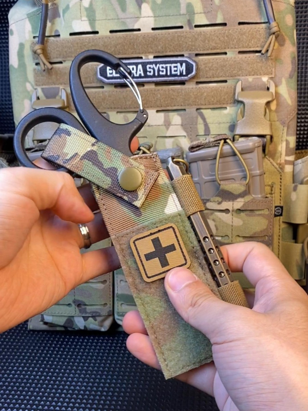 Тактическа чанта за първа помощ с ножици и маркер – две в едно, ултра лека, полиестер, марка elytra, унисекс, за външни спортове, камуфляжен дизайн