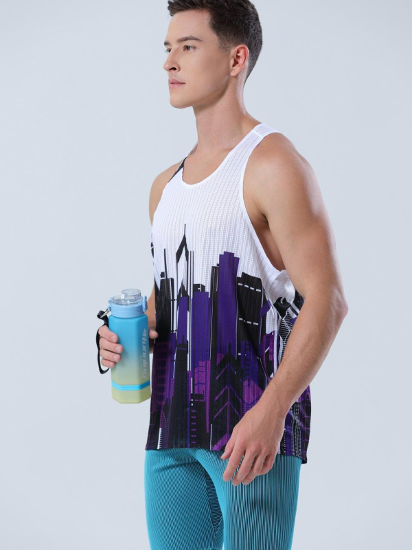 Unisex greitai džiūstanti tinklinė liemenė bėgimui, 100% poliesteris, lengva treniruotėms ir maratonui