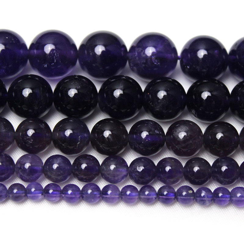 Perle libere din cristal de ametist, Yiwu, rotunde, prelucrare: șlefuire, tăiere, lustruire