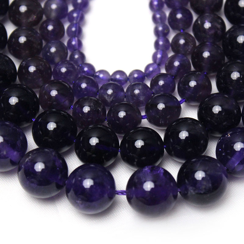 Perle libere din cristal de ametist, Yiwu, rotunde, prelucrare: șlefuire, tăiere, lustruire