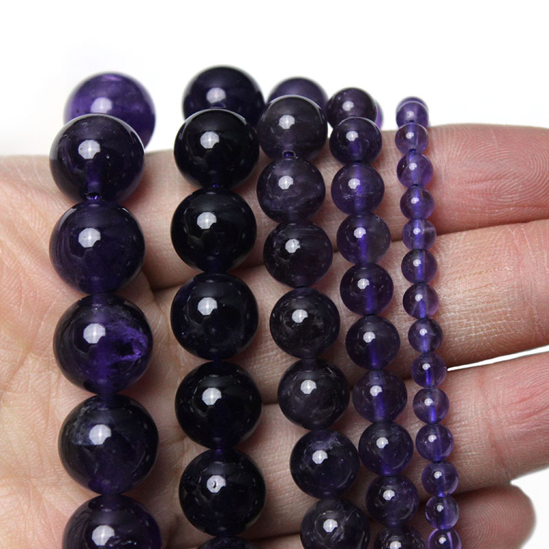 Perle libere din cristal de ametist, Yiwu, rotunde, prelucrare: șlefuire, tăiere, lustruire