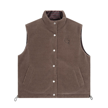 Дамско реверсивно карирано памучно подплатено яке, свободен силует, стойка яка, цип, зима 2025