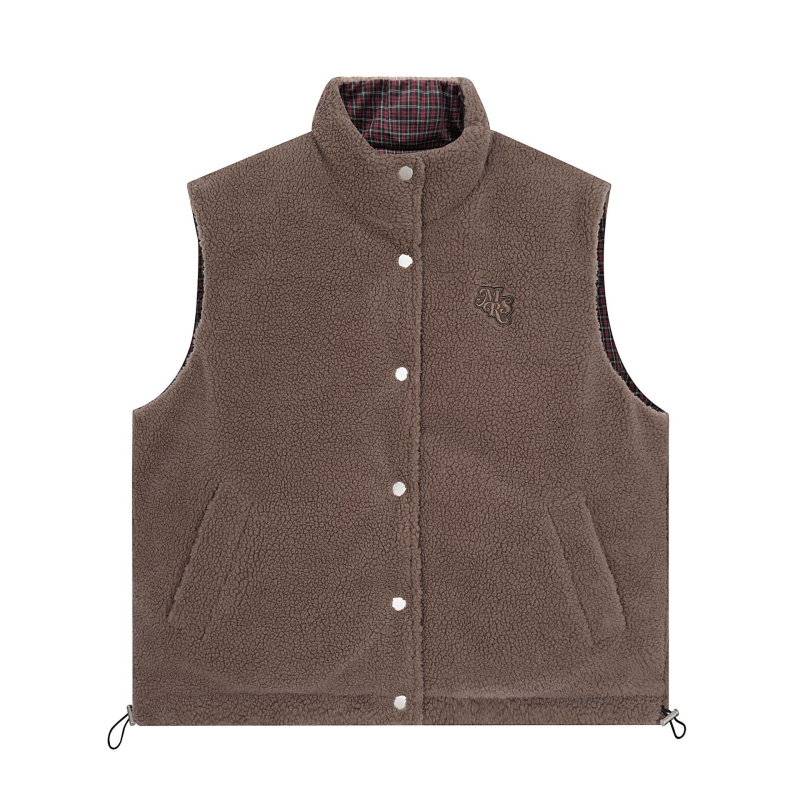 Дамско реверсивно карирано памучно подплатено яке, свободен силует, стойка яка, цип, зима 2025