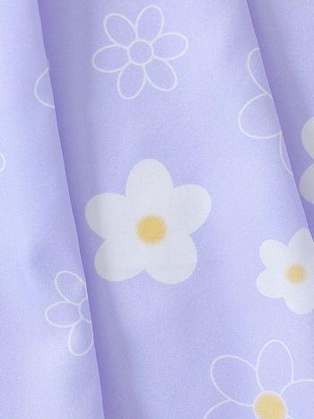 Nyári lányoknak készülő ujjatlan ruha hátsó halter nyakkal, virágos minta, pliszázott A-vonalú ruhaöv, 100% poliészter