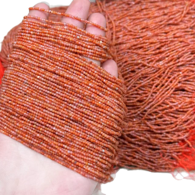 Félkész millet gyöngyök, hosszú lánc, polírozott, Déli achát, származás: Lianyungang