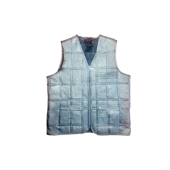 Ανδρικό γιλέκο με γούνα προβάτου και δερμάτινη επένδυση από μαλλί, χωρίς γιακά, με φερμουάρ, καρό τζακάρντ, μπλοκ χρωμάτων, παχιά μόνωση