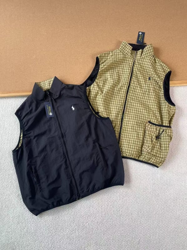 Obostrani kratki prsluk sa stojećim ovratnikom, izšiven karirani uzorak, zatvarač sprijeda