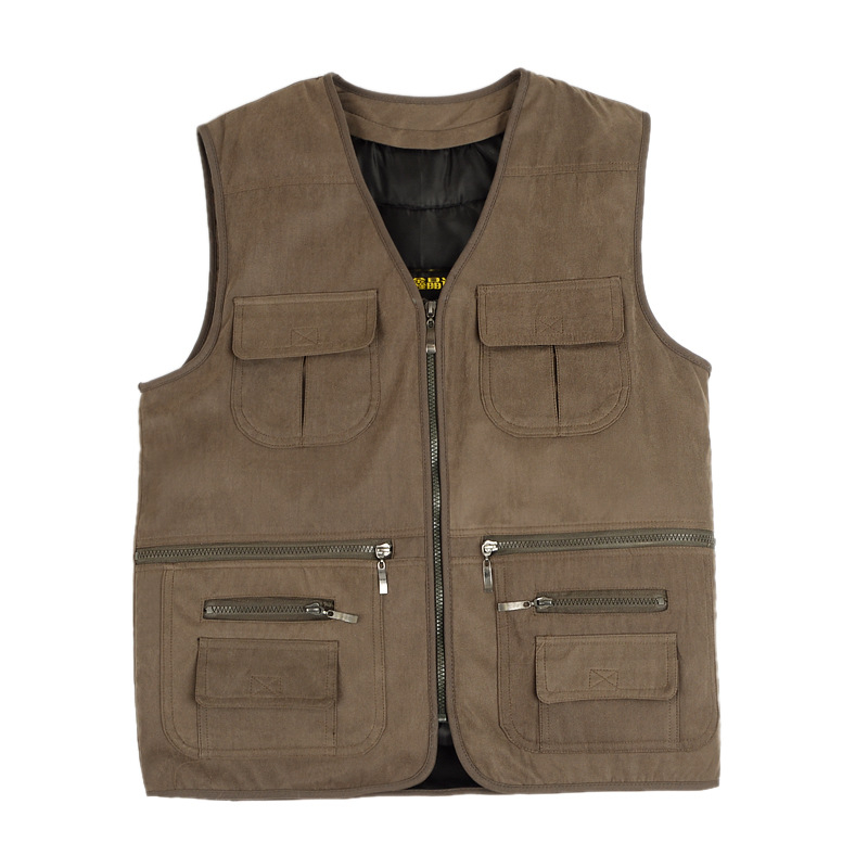 Muški prsluk od kozje kože s odvojivom podstavom, prednji zatvarač, V-izrez, uska silueta, debela baršunasta podstava, vanjski materijal 100% vuna, višestruki džepovi