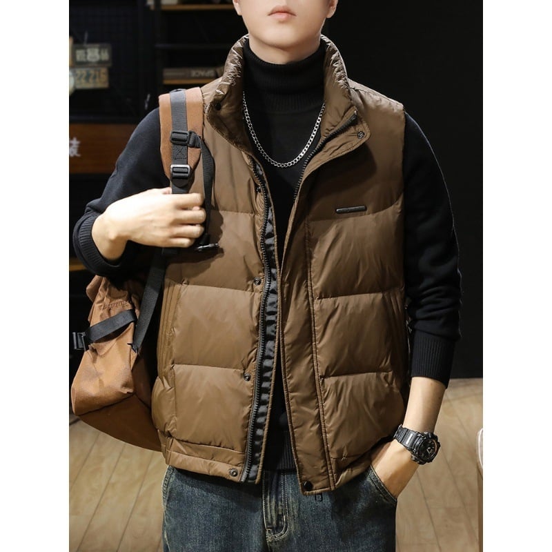 Prsluk od perja, kardigan u korejskom stilu (uski kroj; stojeći ovratnik; jednoslojno kopčanje; debeli materijal; poliester vlakno)