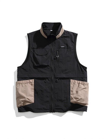 Γιλέκο εργασίας με πολλές τσέπες, εξωτερικό νάιλον, επένδυση πολυεστέρα, κλείσιμο με φερμουάρ, στάσιμος forκάς