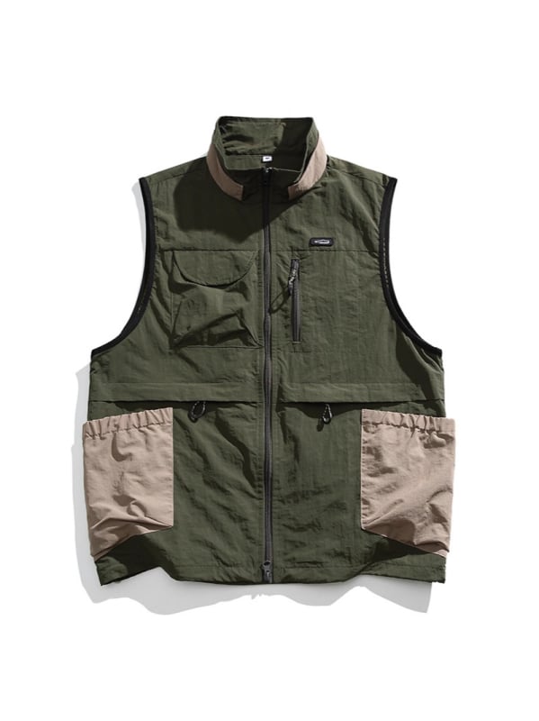 Γιλέκο εργασίας με πολλές τσέπες, εξωτερικό νάιλον, επένδυση πολυεστέρα, κλείσιμο με φερμουάρ, στάσιμος forκάς