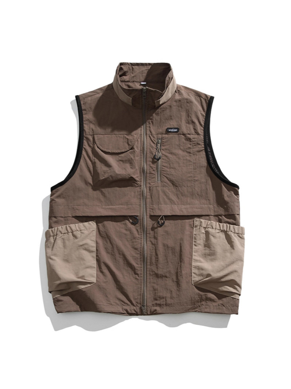 Γιλέκο εργασίας με πολλές τσέπες, εξωτερικό νάιλον, επένδυση πολυεστέρα, κλείσιμο με φερμουάρ, στάσιμος forκάς