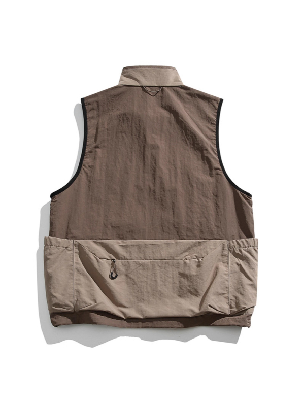 Γιλέκο εργασίας με πολλές τσέπες, εξωτερικό νάιλον, επένδυση πολυεστέρα, κλείσιμο με φερμουάρ, στάσιμος forκάς