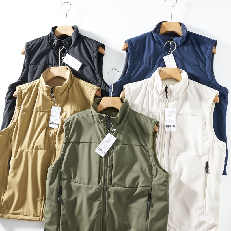 Obostrani muški vest s kapuljom, zatvarač sprijeda, stojeći ovratnik, prugasti pamuk, debeli izolacijski sloj