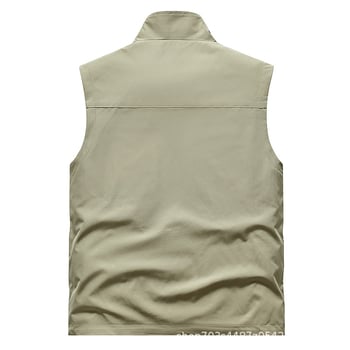 Muška flis vest sa stojećim ovratnikom, zatvaračem, višestrukim džepovima, slobodnog kroja