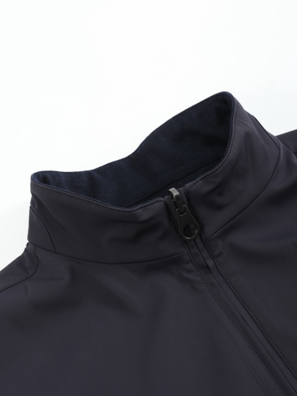 Мъжки двустранен жилет от кашмир, стойка яка, цип отпред, свободен крой, странични джобове, подплата нейлон, едноцветен, за пролет и есен