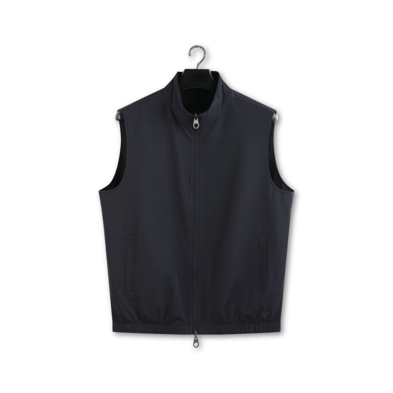 Мъжки двустранен жилет от кашмир, стойка яка, цип отпред, свободен крой, странични джобове, подплата нейлон, едноцветен, за пролет и есен