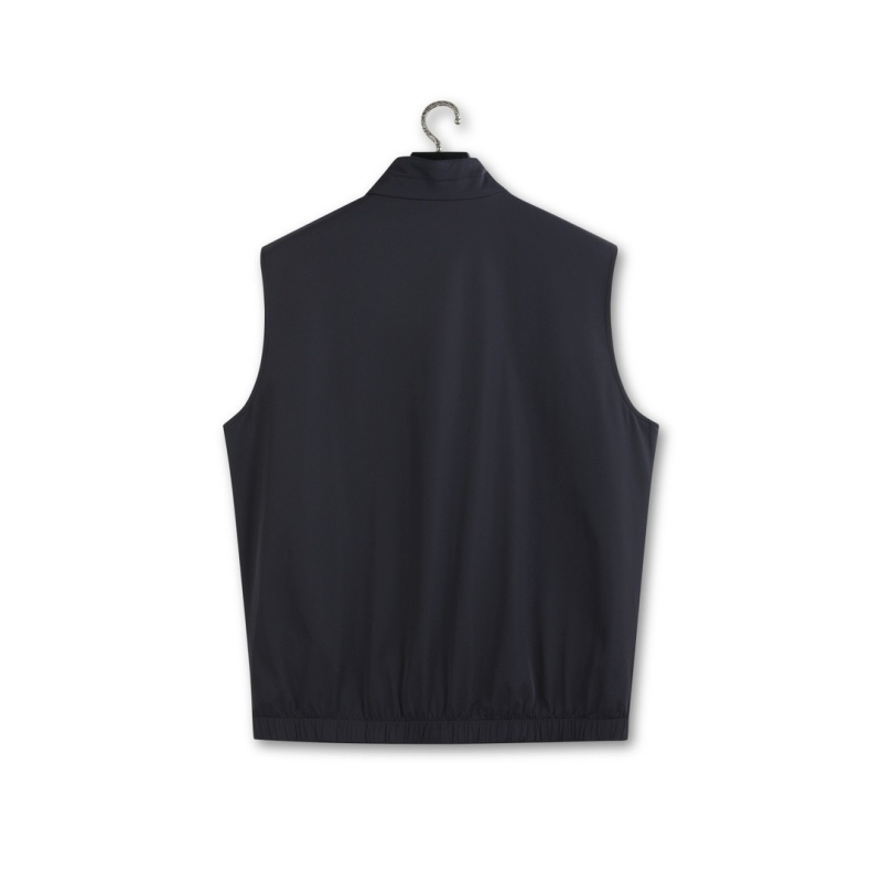 Мъжки двустранен жилет от кашмир, стойка яка, цип отпред, свободен крой, странични джобове, подплата нейлон, едноцветен, за пролет и есен