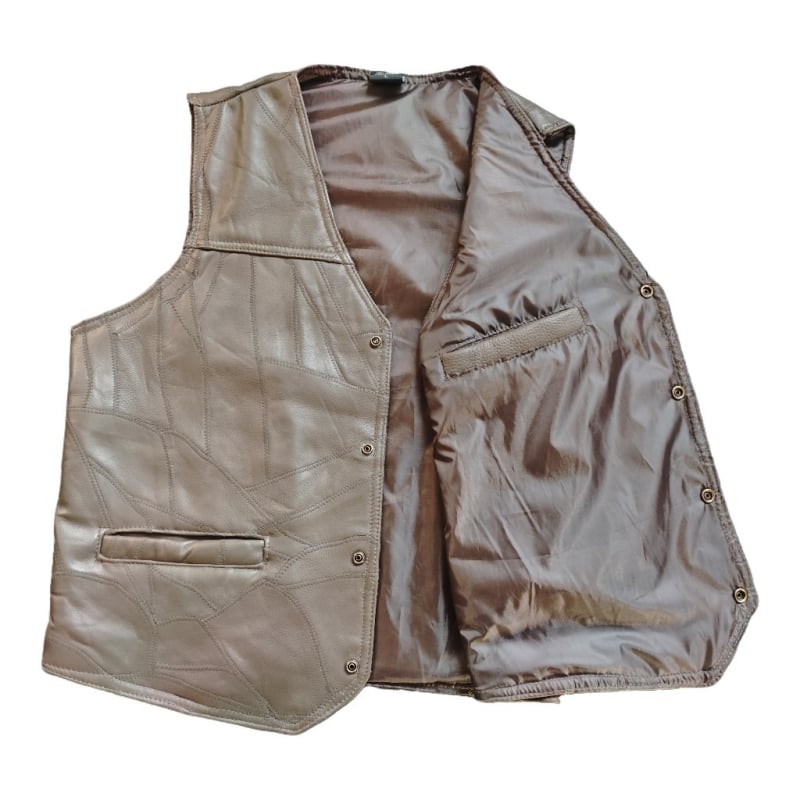 Muška vest od prave kože, otporna na vjetar, za četiri sezone, vintage kardigan stil, V-izrez, jednostruko kopčanje