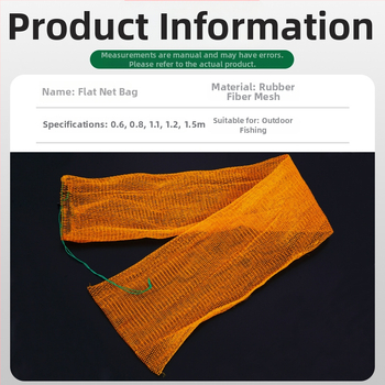 Žvejybos apsaugos tinklo krepšys su plokščiu dugnu, šešių siūlų tinklas, medžiaga: klijinė siūlas, užsegimas virve
