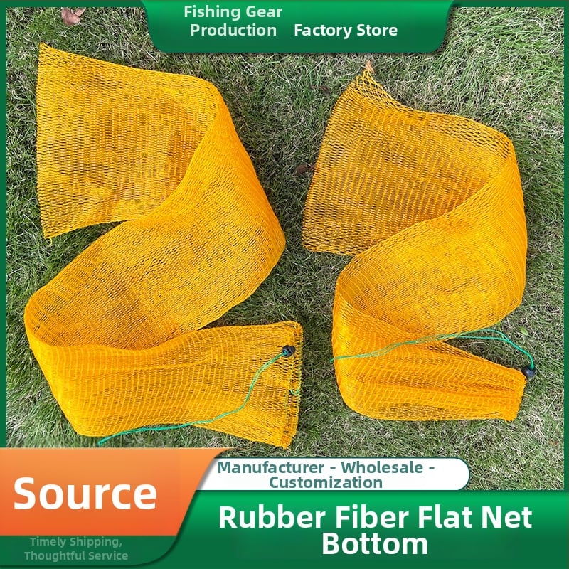 Žvejybos apsaugos tinklo krepšys su plokščiu dugnu, šešių siūlų tinklas, medžiaga: klijinė siūlas, užsegimas virve