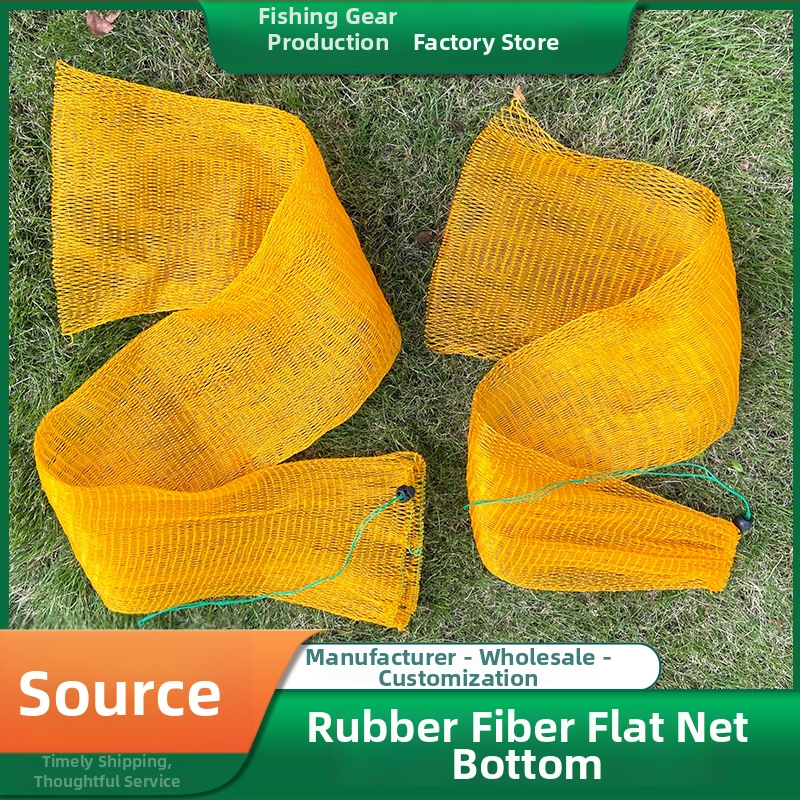 Žvejybos apsaugos tinklo krepšys su plokščiu dugnu, šešių siūlų tinklas, medžiaga: klijinė siūlas, užsegimas virve