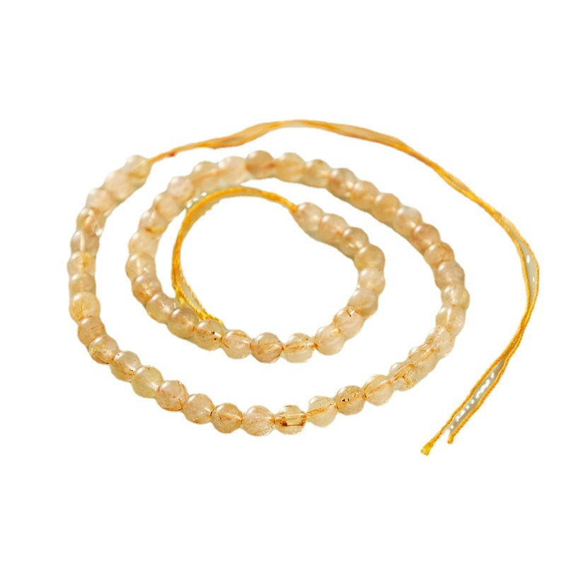 Golden Hair Crystal félkész gyöngyök – kerek formájú DIY ékszerekhez, polírozott kristály, márka Qiaoen