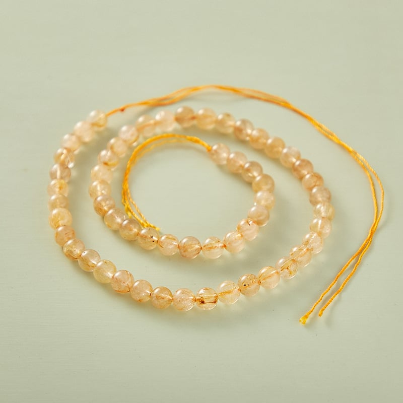 Golden Hair Crystal félkész gyöngyök – kerek formájú DIY ékszerekhez, polírozott kristály, márka Qiaoen