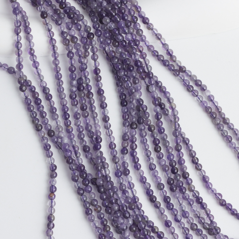 Prirodne ametistne labave perle, 3 mm okrugle, ljubičasti ametist DIY poluproizvodi